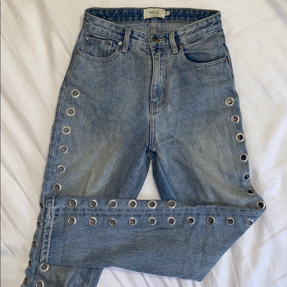 MINKPINK Youth Eyelet Scando Jean in Vintage Blue